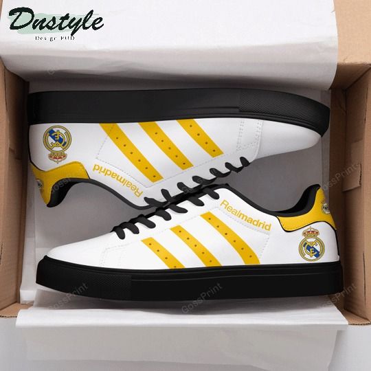 Real Madrid yellow stripe stan smith low top shoes