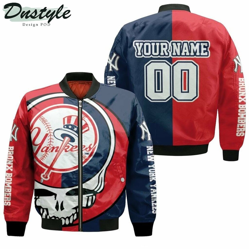 New York Yankees Grateful Dead Skull Bronx Personalized Bomber Jacket