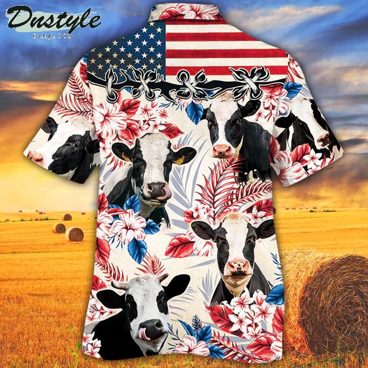 Holstein Friesian Cattle Lovers American Flag Hawaiian Shirt