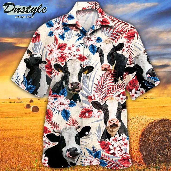 Holstein Friesian Cattle Lovers American Flag Hawaiian Shirt