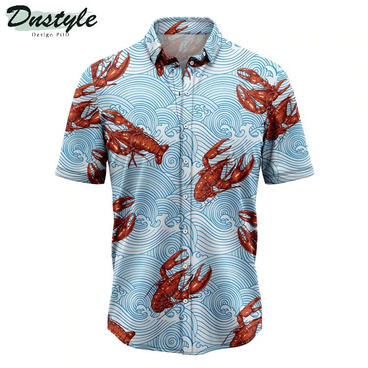 Lobsters Blue Waves Hawaiian Shirt
