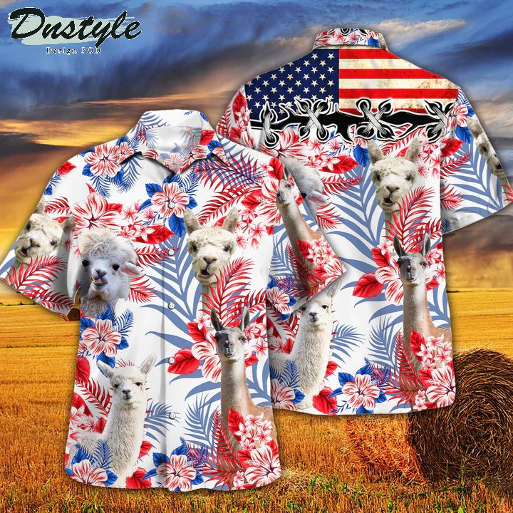 Llama Lovers American Flag Hawaiian Shirt