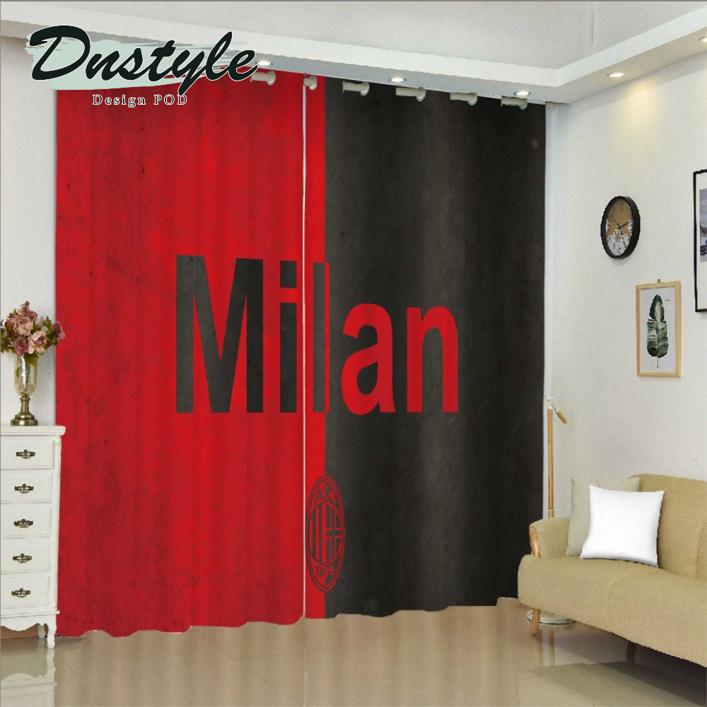 Ac Milan Red And Black Luxury Brand Window Curtains