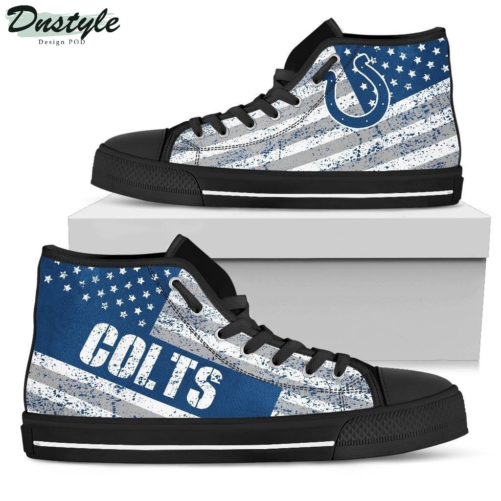 America Flag Italic Vintage Style Indianapolis Colts NFL Canvas High Top Shoes
