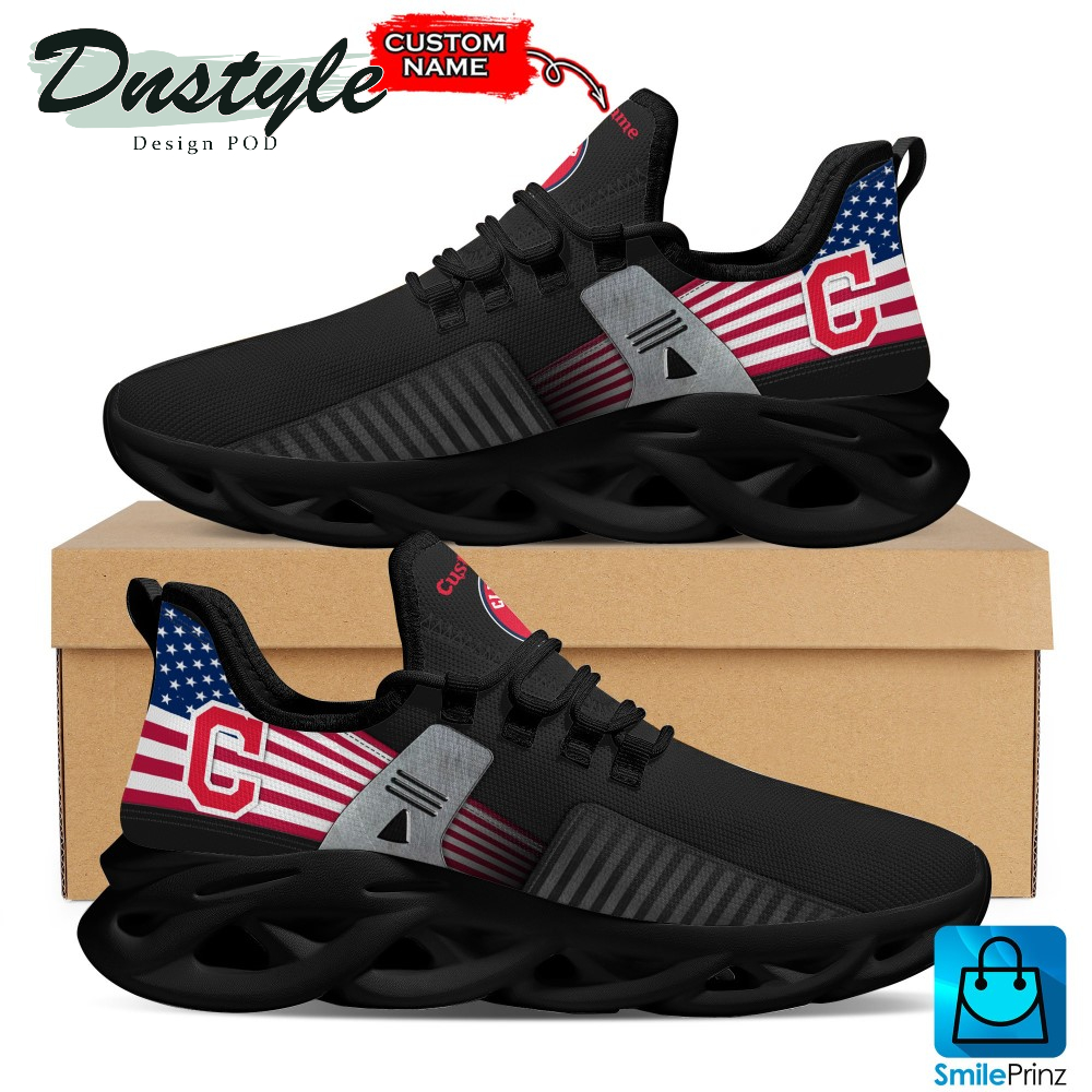 Cleveland Indians MLB US Flag Custom Name Clunky Max Soul Shoes