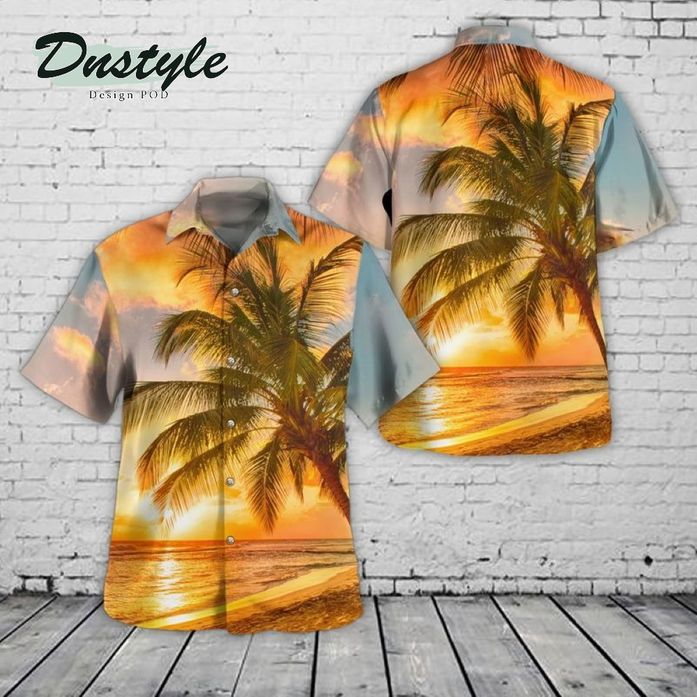 Beach Sunset Palm Trees Hawaiian Shirt