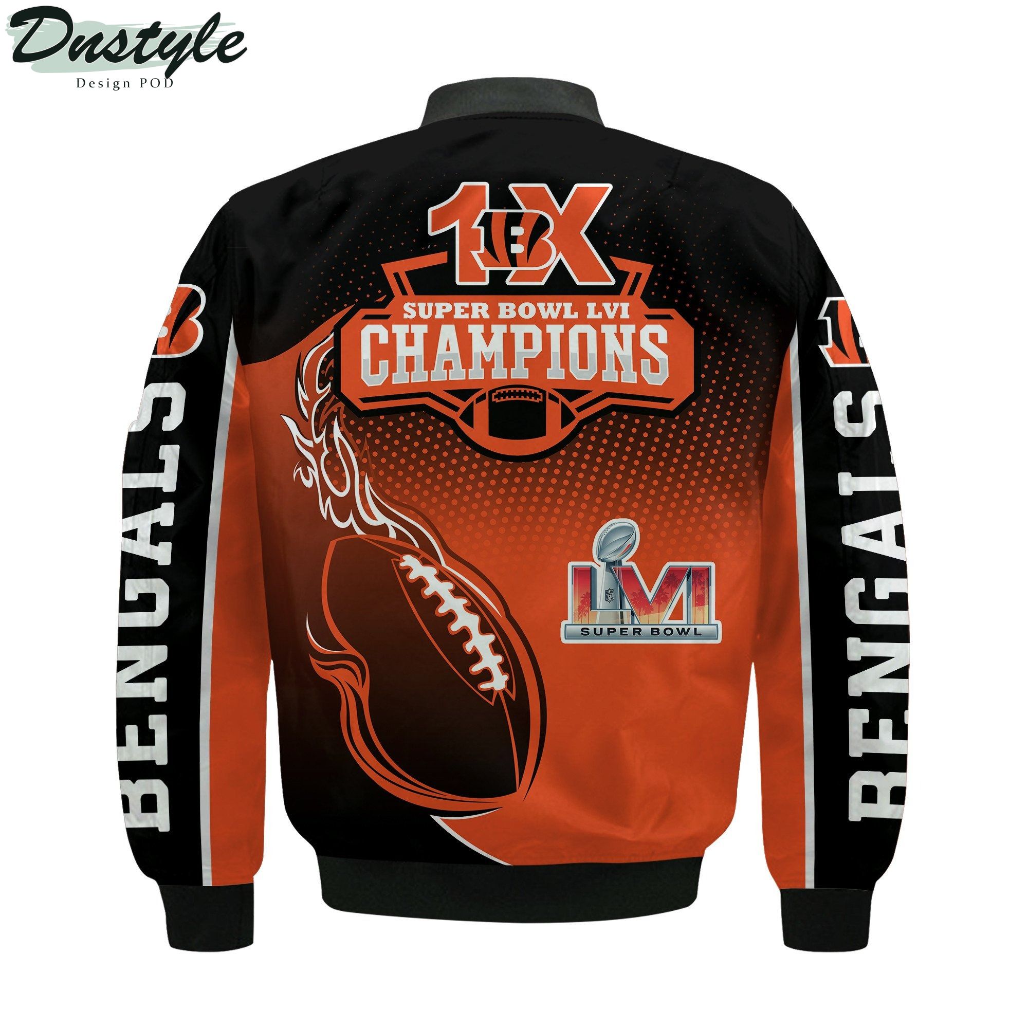 Cincinnati Bengals 1X Super Bowl LVI Champions 2021 NFL Custom Name Bomber Jacket
