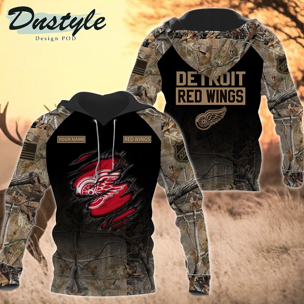 Detroit Red Wings Hunting Camo Personalized 3D Hoodie