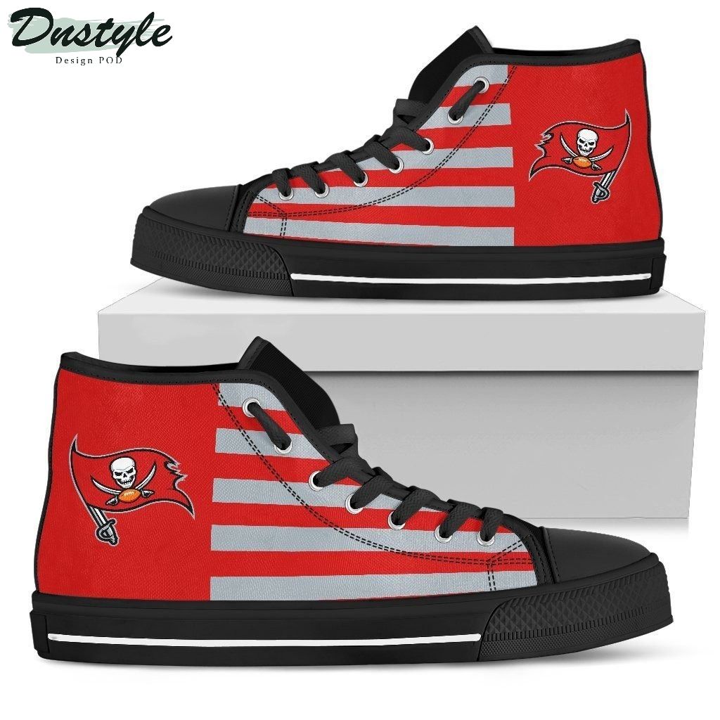American Flag Tampa Bay Buccaneers NFL Canvas High Top Shoes