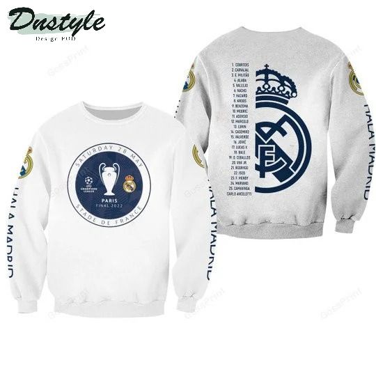 Real Madrid Ucl Final Paris White 3d all over printed hoodie