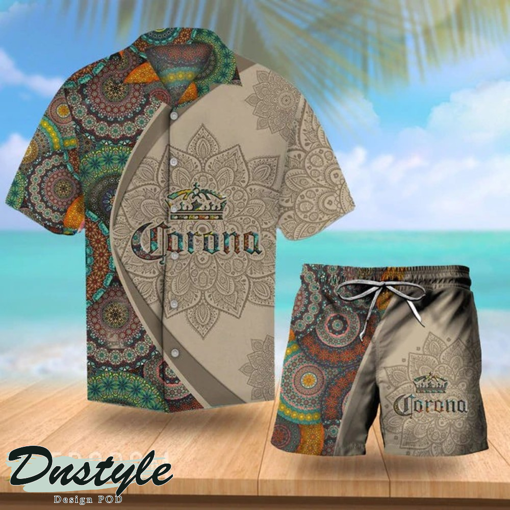 Aloha Mandala Corona Extra Beer Hawaiian Shirt And Short