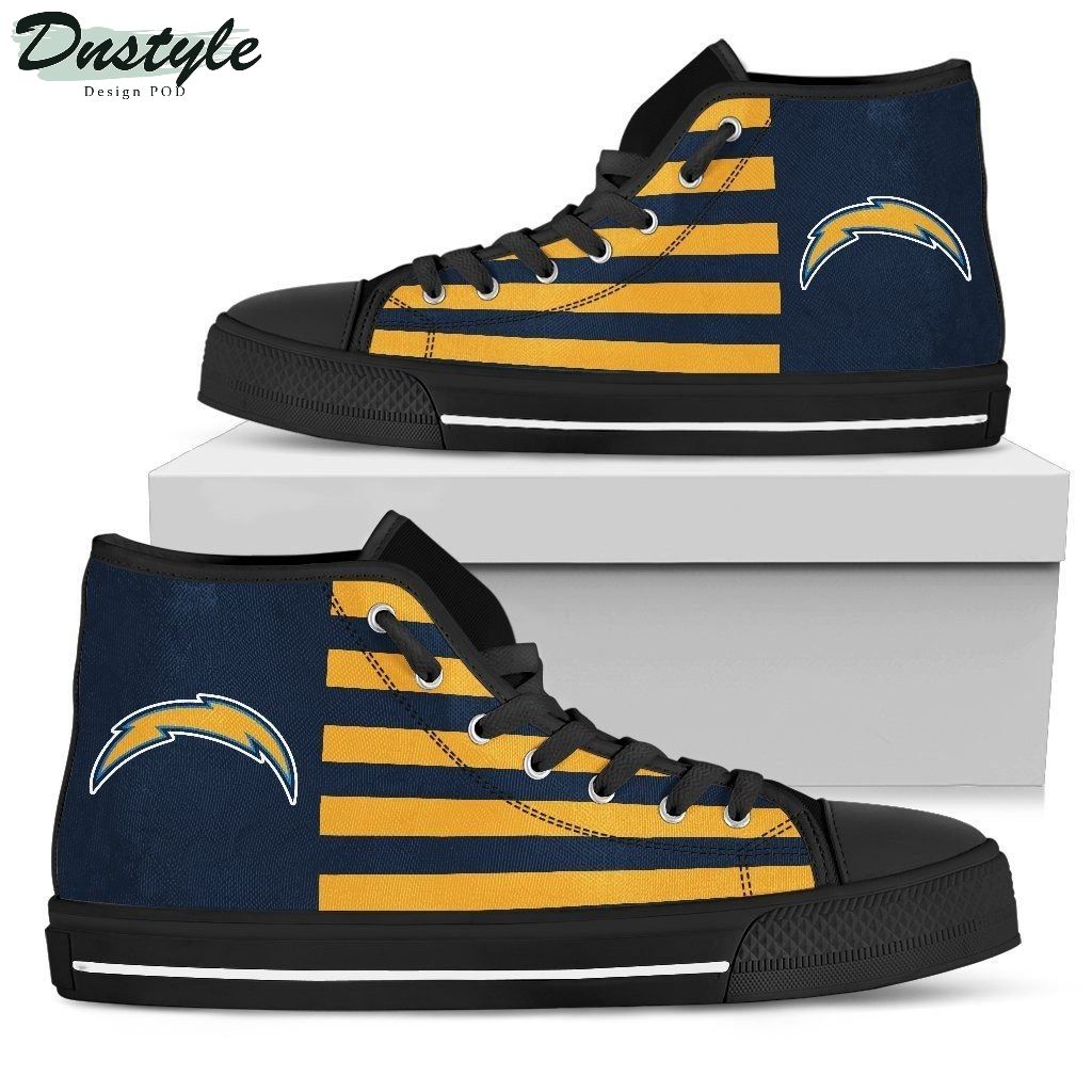 American Flag Los Angeles Chargers NFL Canvas High Top Shoes