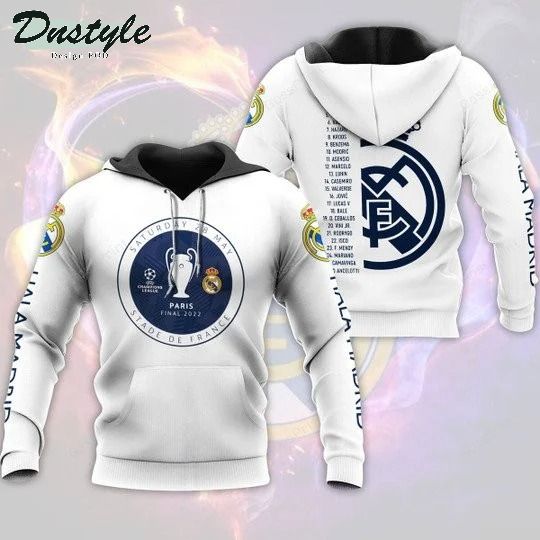 Real Madrid Ucl Final Paris White 3d all over printed hoodie