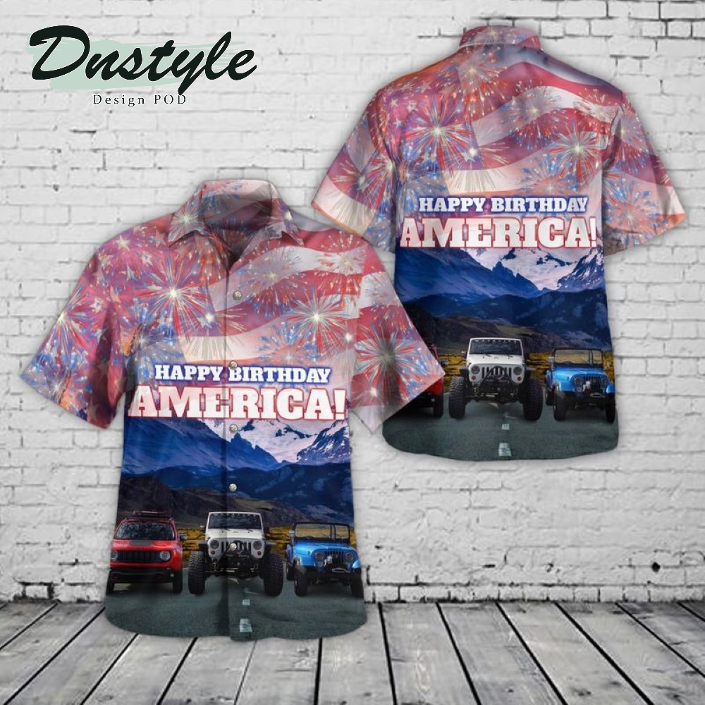 Jeep Red White And Blue 4th Of July Hawaiian Shirt