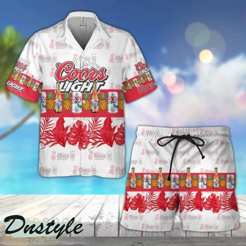 Tropical Pineapple Coors Light Hawaiian Shirt And Short
