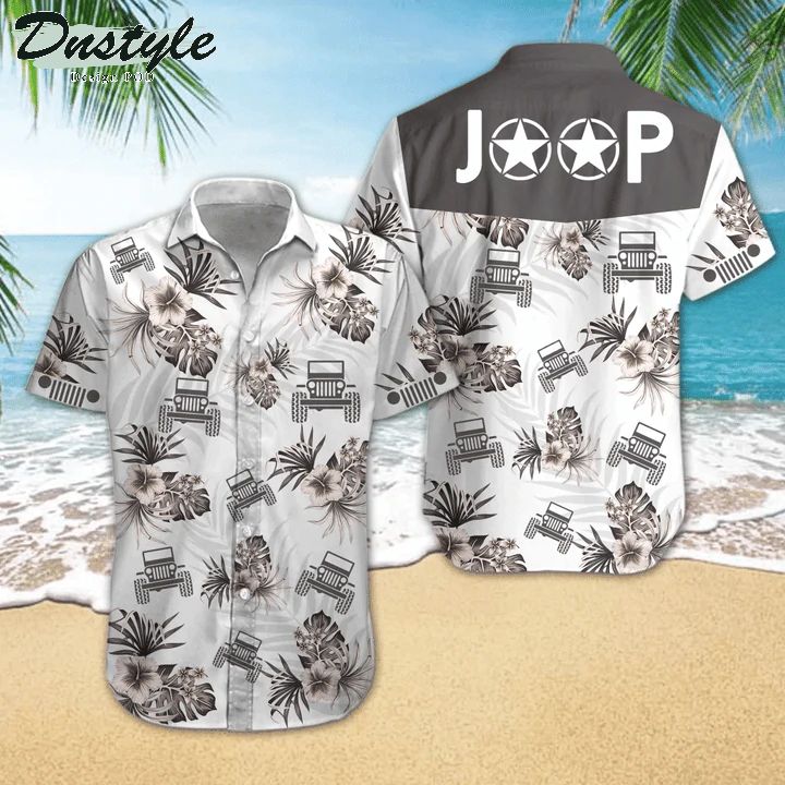 Jeep Hibiscus Black And White Theme Hawaiian Shirt