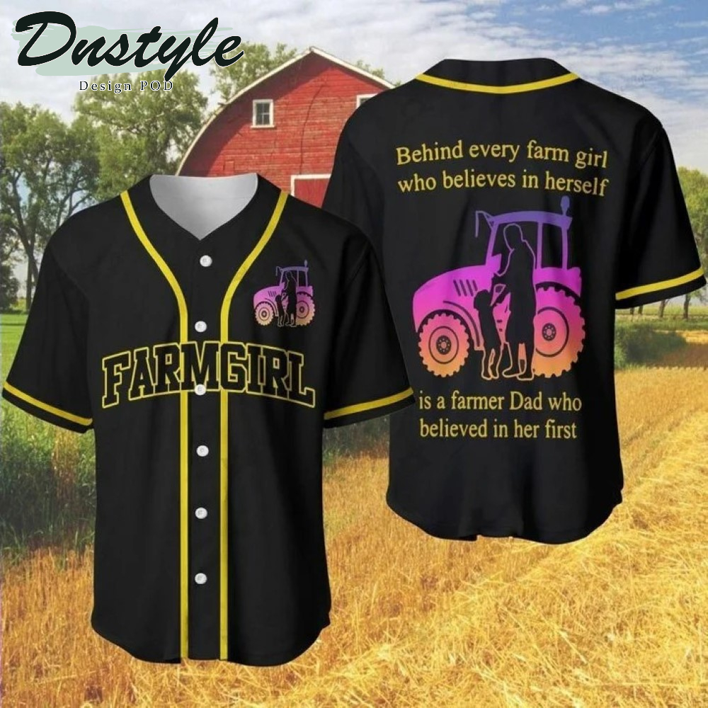 Farmgirl Tractor Dad Custom Name Baseball Jersey