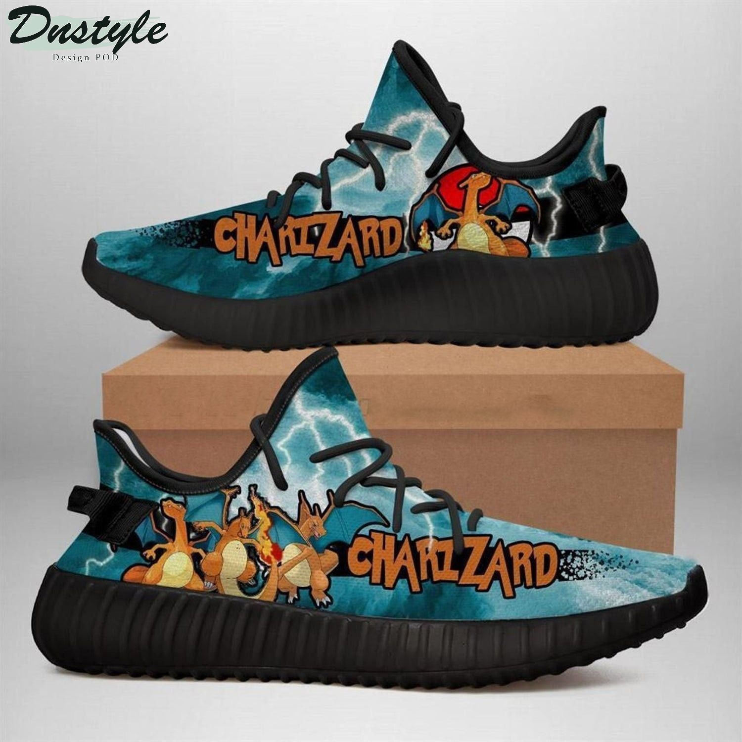 Charizard Pokemon Anime Black Yeezy Shoes Sneakers