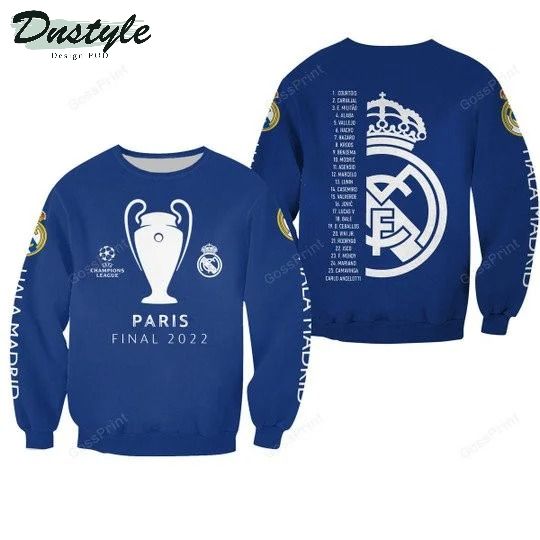 Ucl Final Paris Real Madrid 2022 3d all over printed hoodie