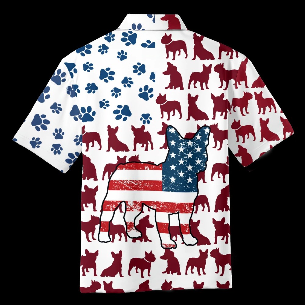 French Bulldog American Flag Hawaiian Shirt