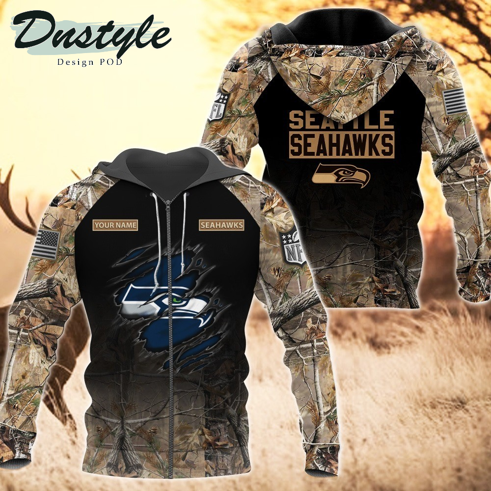 Seattle Seahawks Hunting Camo Personalized 3D Hoodie