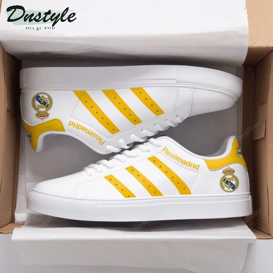 Real Madrid yellow stripe stan smith low top shoes
