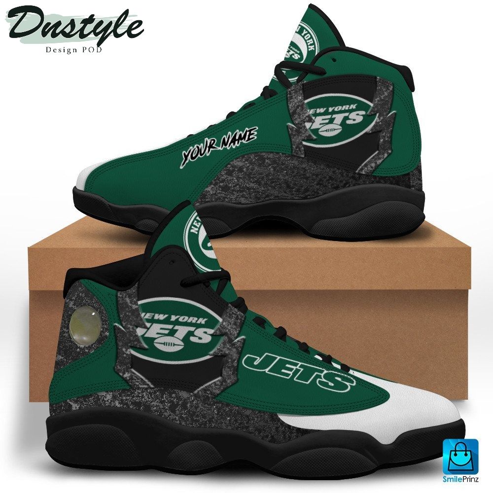 New York Jets Custom Name Air Jordan 13 Shoes Sneaker