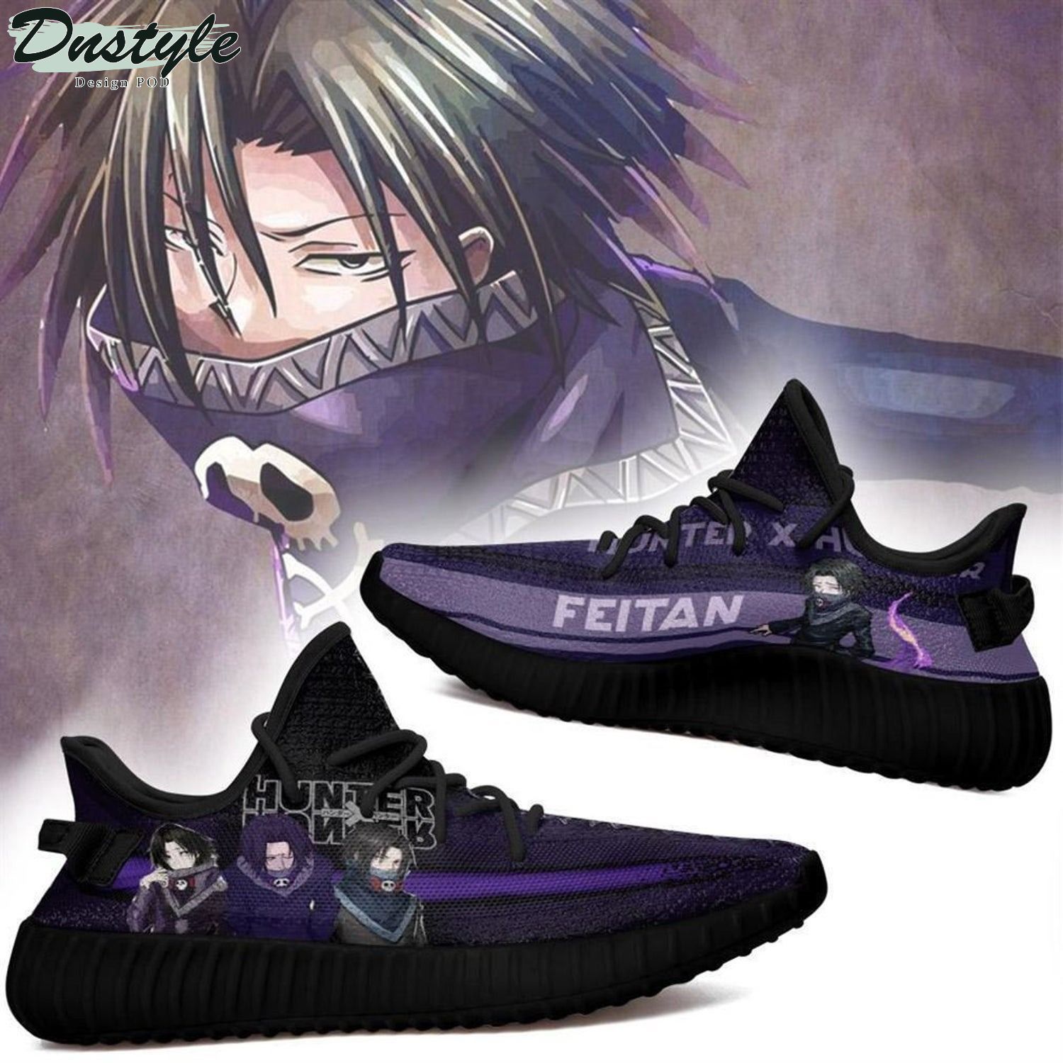 Feitan Hunter Anime Black Yeezy Shoes Sneakers
