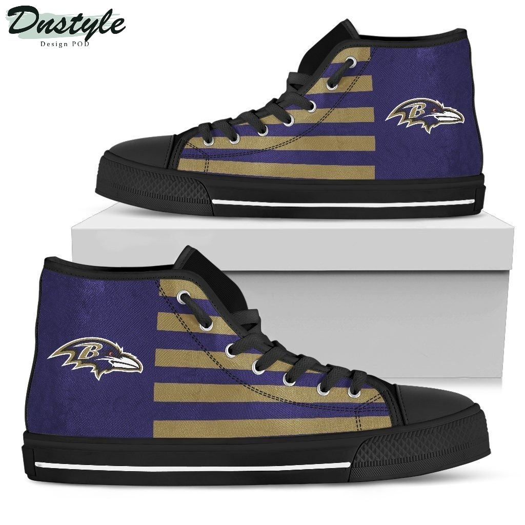 American Flag Baltimore Ravens NFL Canvas High Top Shoes