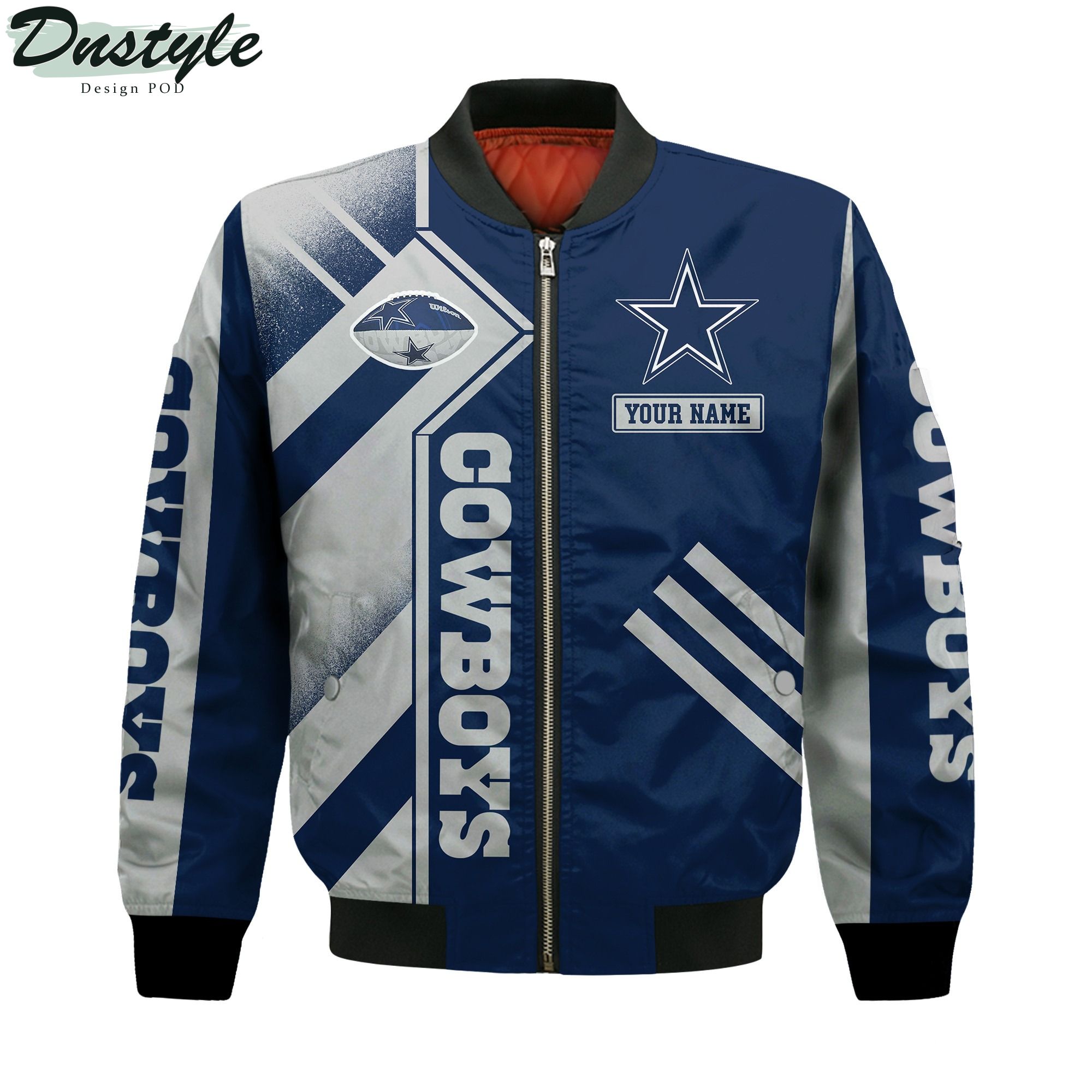 Dallas Cowboys NFL 5X Super Bowl Champions Custom Name Bomber Jacket