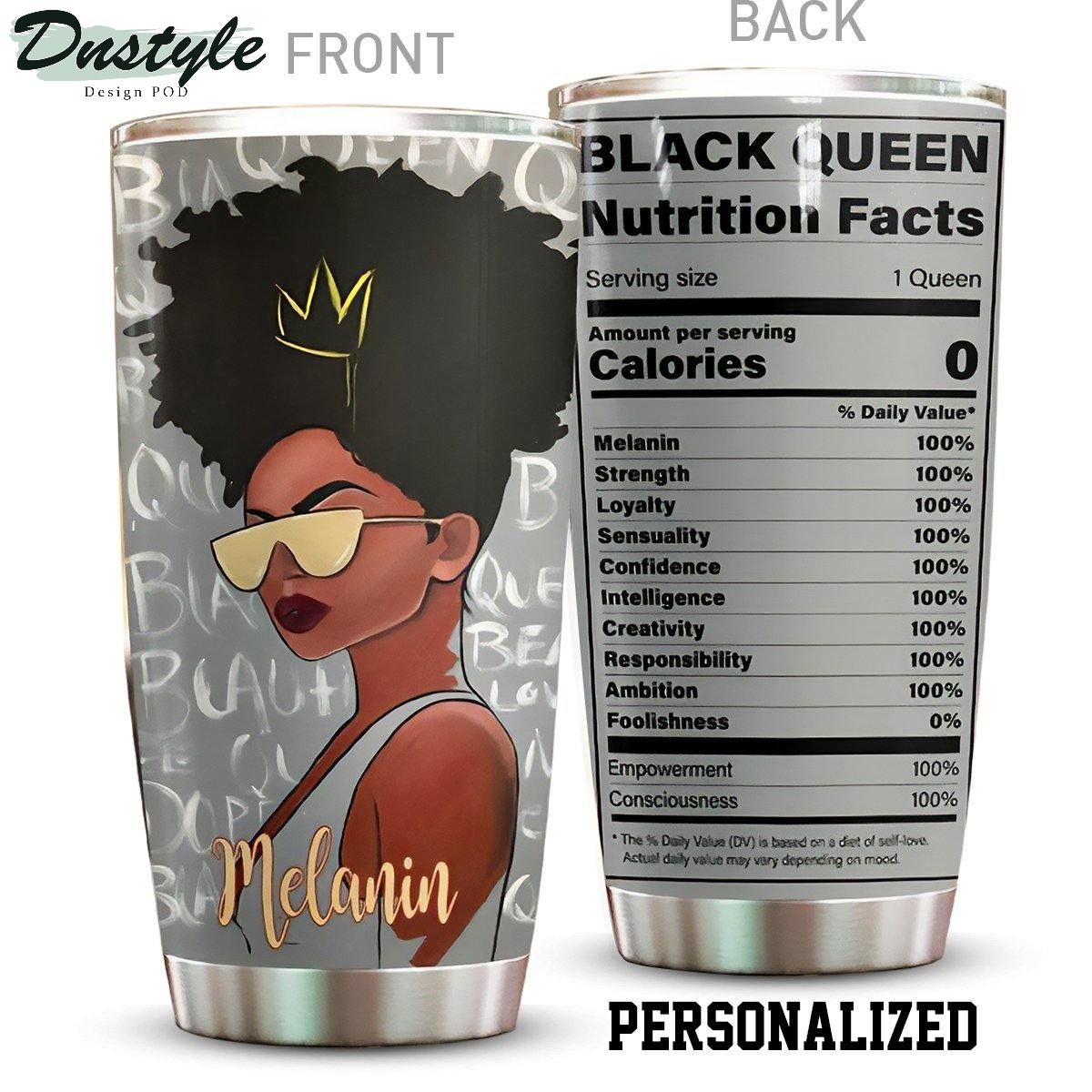 Personalized Black Queen Nutrition Facts Tumbler