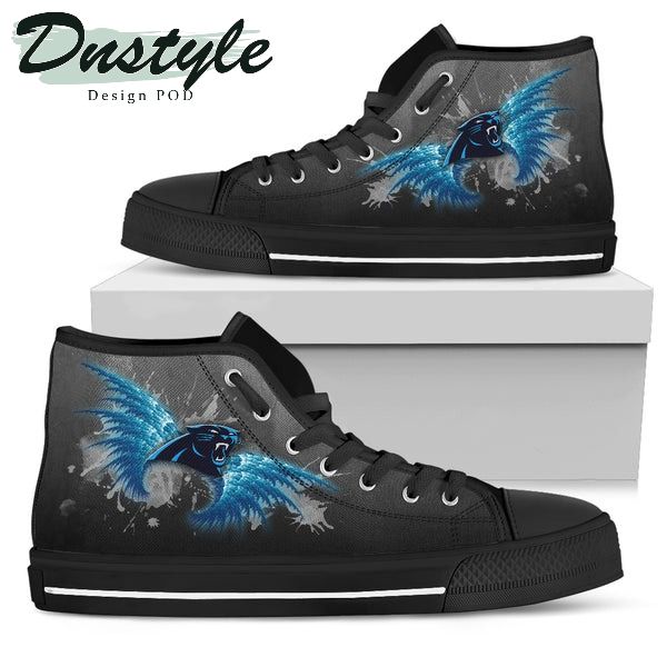 Angel Wings Carolina Panthers NFL Canvas High Top Shoes