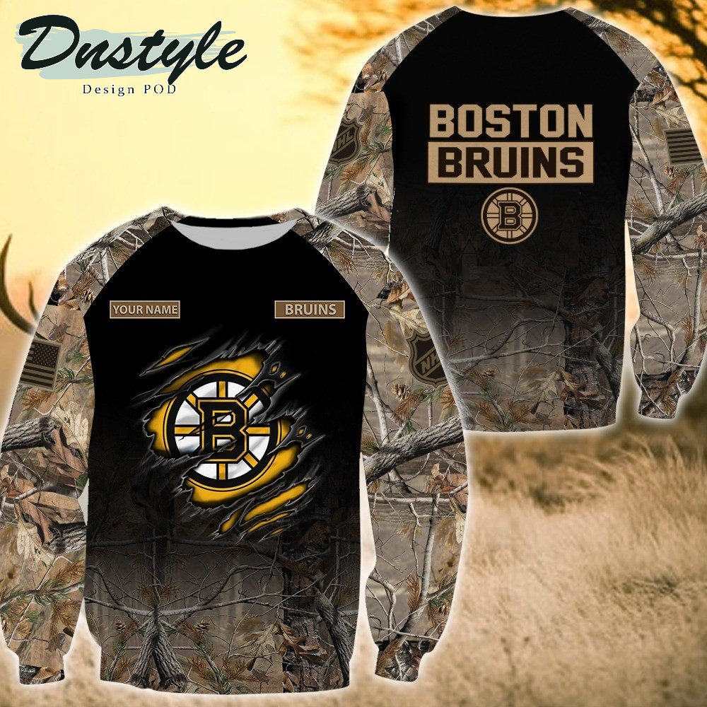 Boston Bruins Hunting Camo Personalized 3D Hoodie