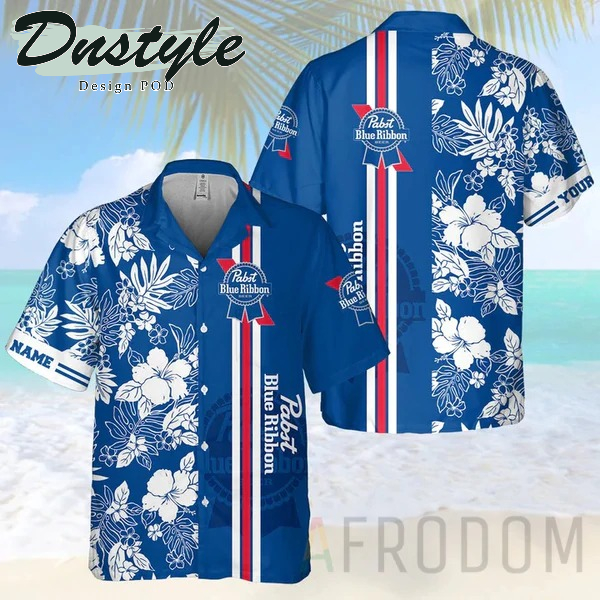 Tropical Hibiscus Pabst Blue Ribbon Personalized Hawaii Shirt