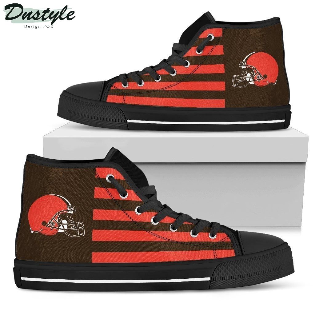 American Flag Cleveland Browns NFL Canvas High Top Shoes