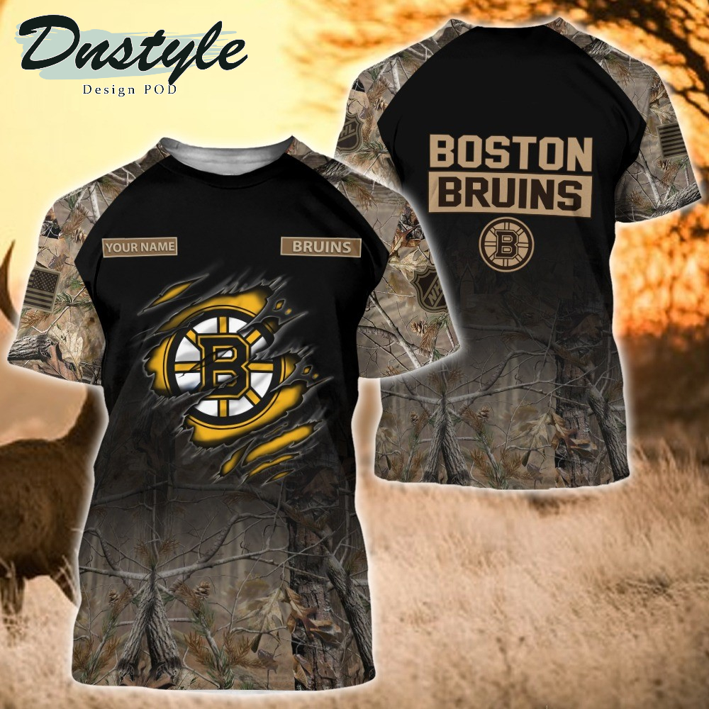 Boston Bruins Hunting Camo Personalized 3D Hoodie
