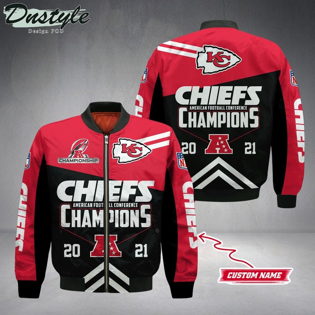Kansas City Chiefs 2021 AFC Champions Custom Name Bomber Jacket
