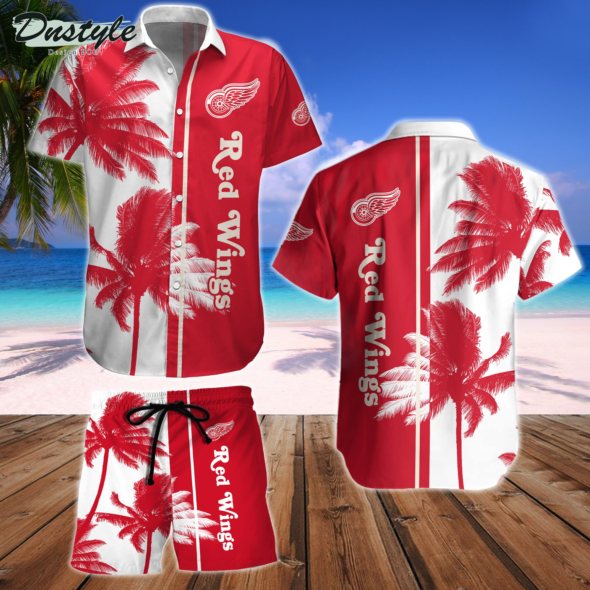 Detroit Red Wings Hawaiian Shirt And Short