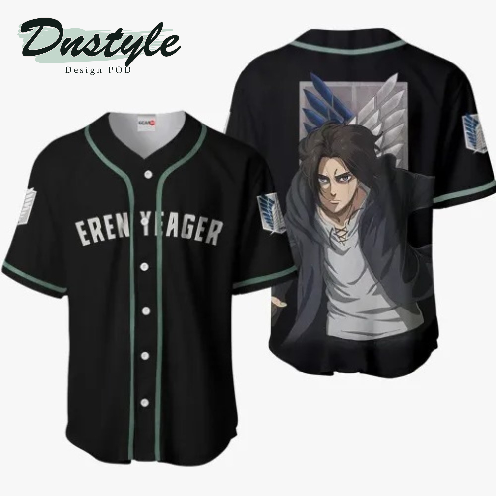 Eren Yeager Black Anime Baseball Jersey