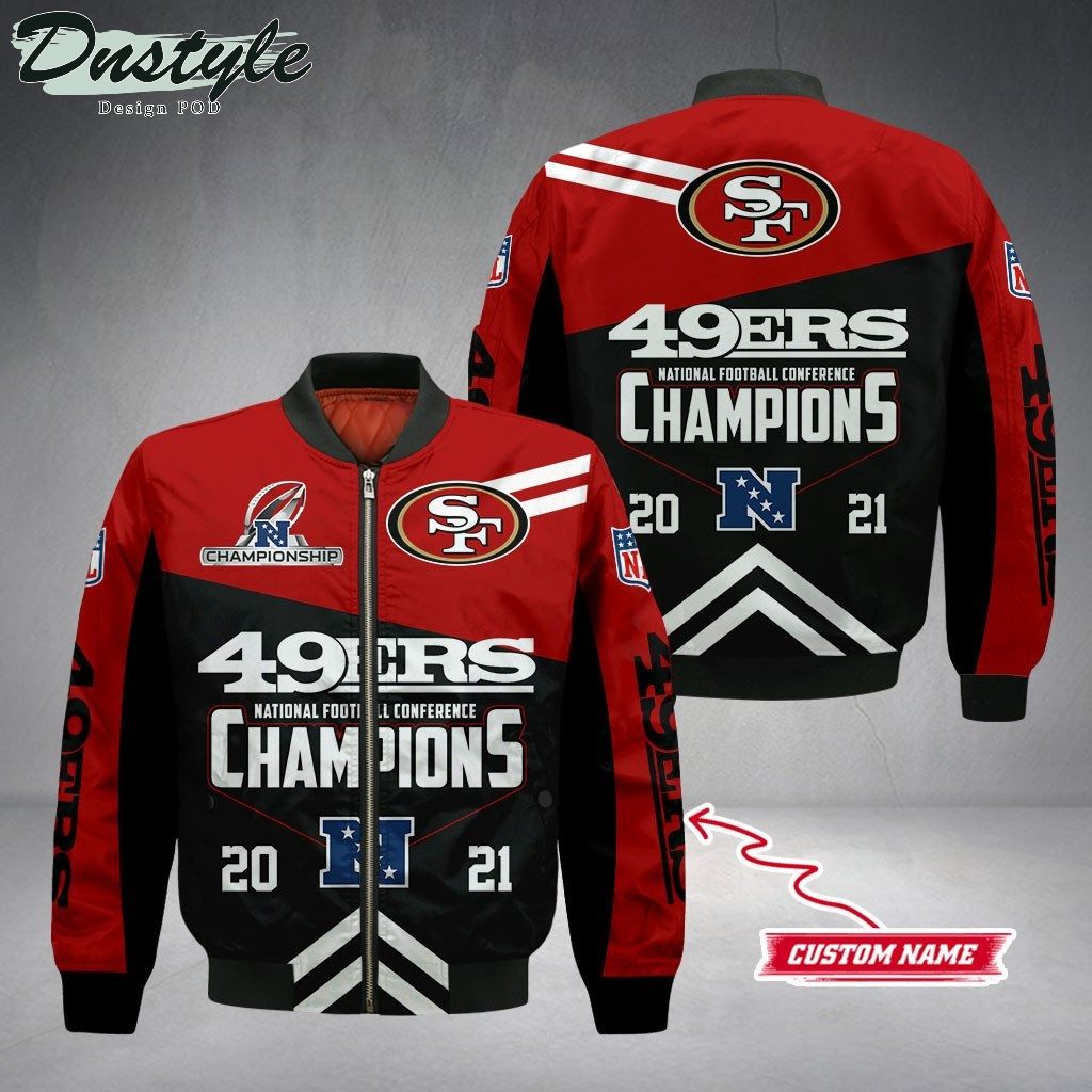 San Francisco 49ers 2021 NFC Champions Custom Name Bomber Jacket