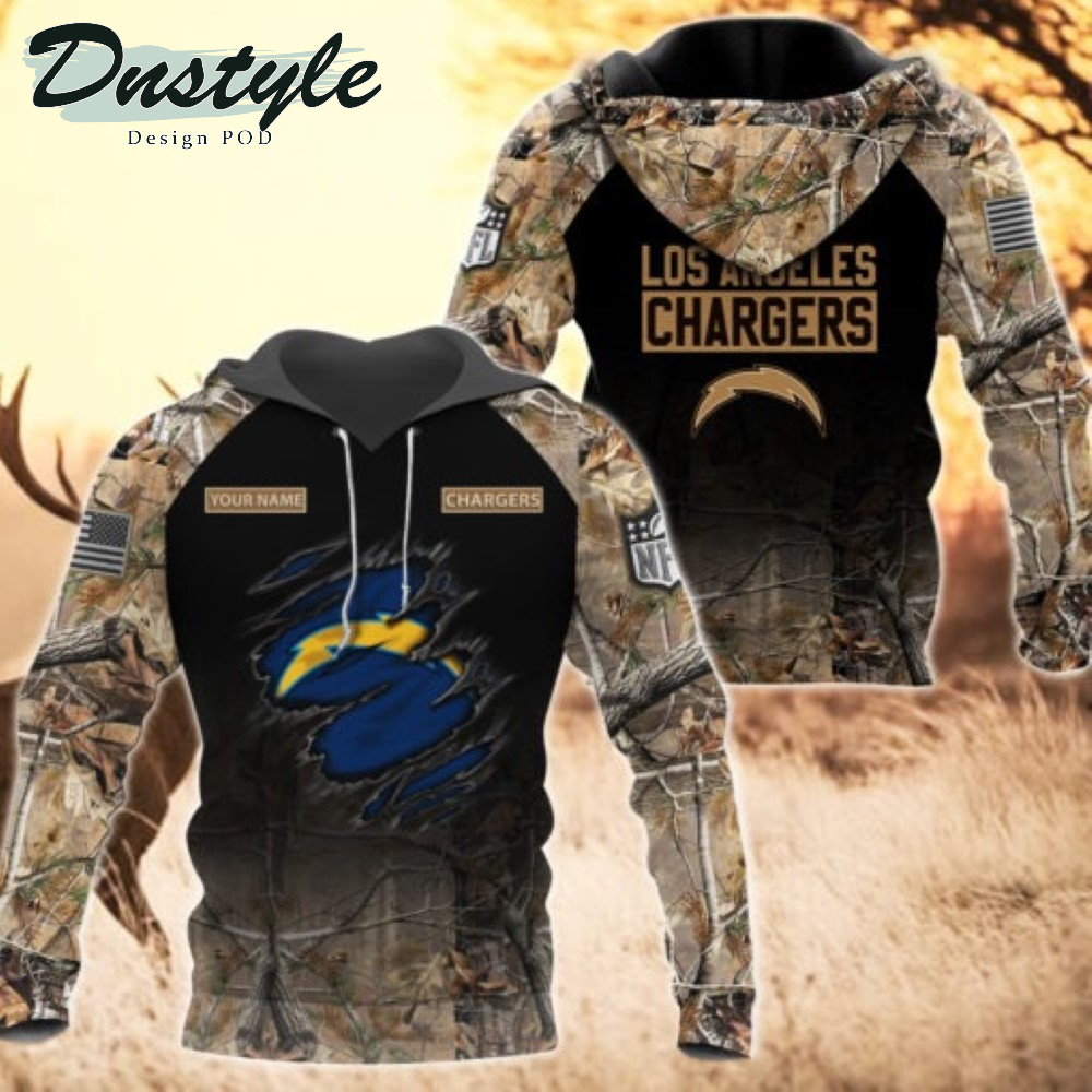 Los Angeles Chargers Hunting Camo Personalized 3D Hoodie