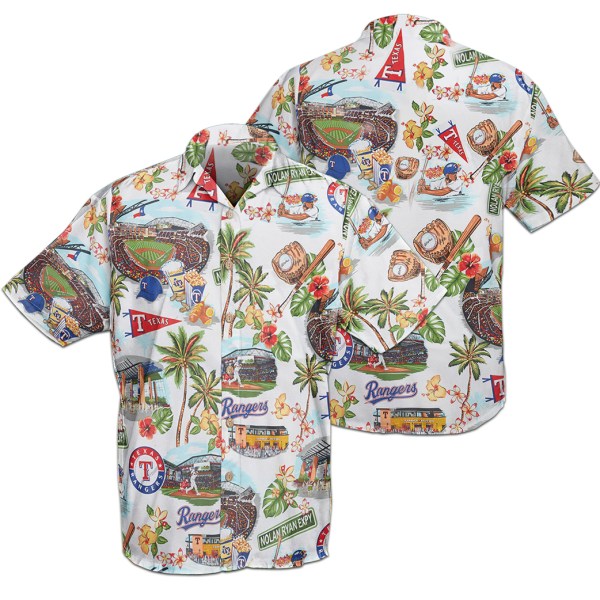 Texas Rangers MLB Logo Pattern Summer Hawaiian Shirt