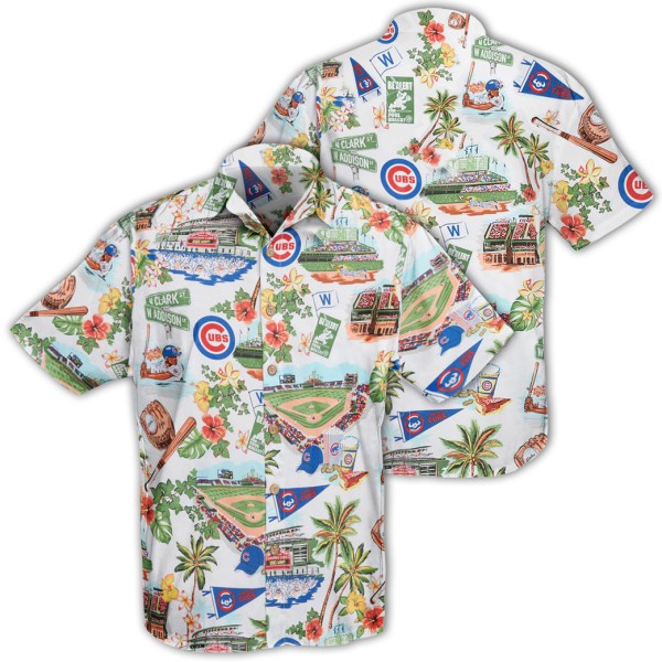 Chicago Cubs MLB Logo Pattern Summer Hawaiian Shirt