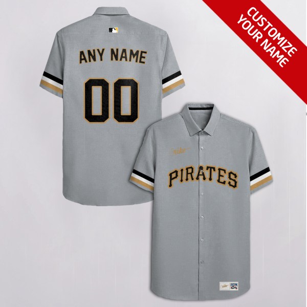 Pittsburgh Pirates NFL Grey Personalized Hawaiian Shirt