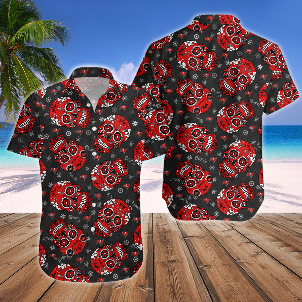 Tampa Bay Buccaneers Skull Hawaiian Shirt And Short