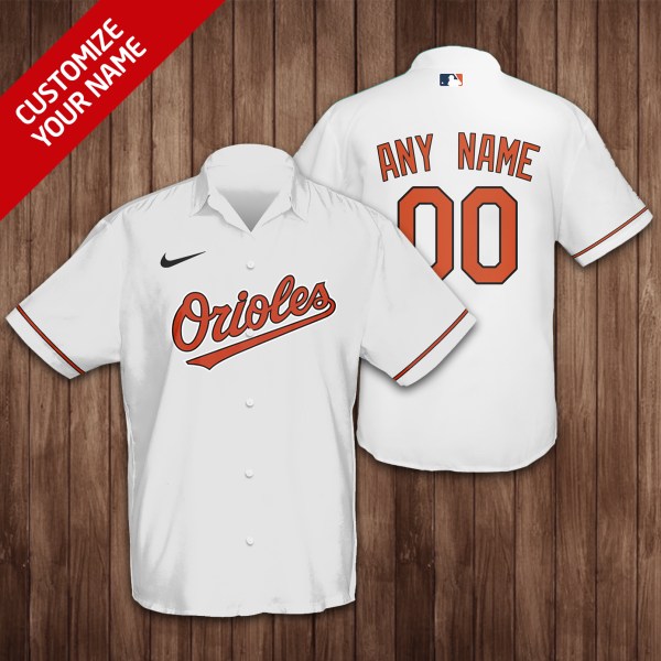 MLB Baltimore Orioles White Personalized Hawaiian Shirt