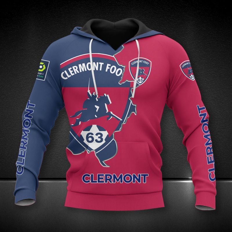 Clermont Foot Auvergne 63 3d all over printed hoodie