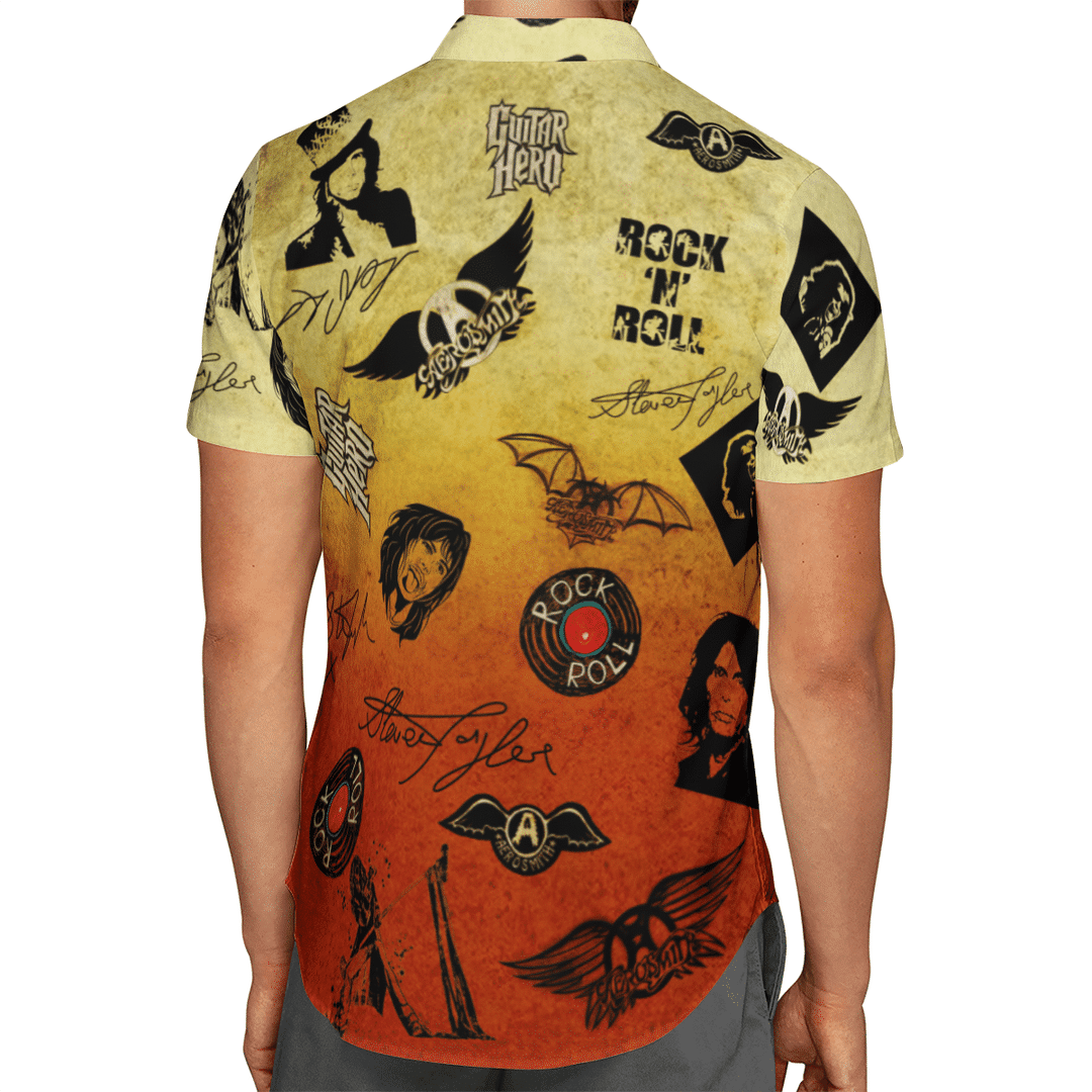 Aerosmith Black Vinatage Rock N Roll Hawaiian Shirt