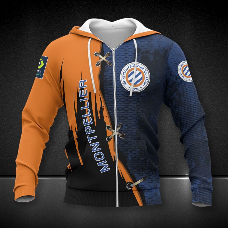 Montpellier HSC orange 3d all over printed hoodie