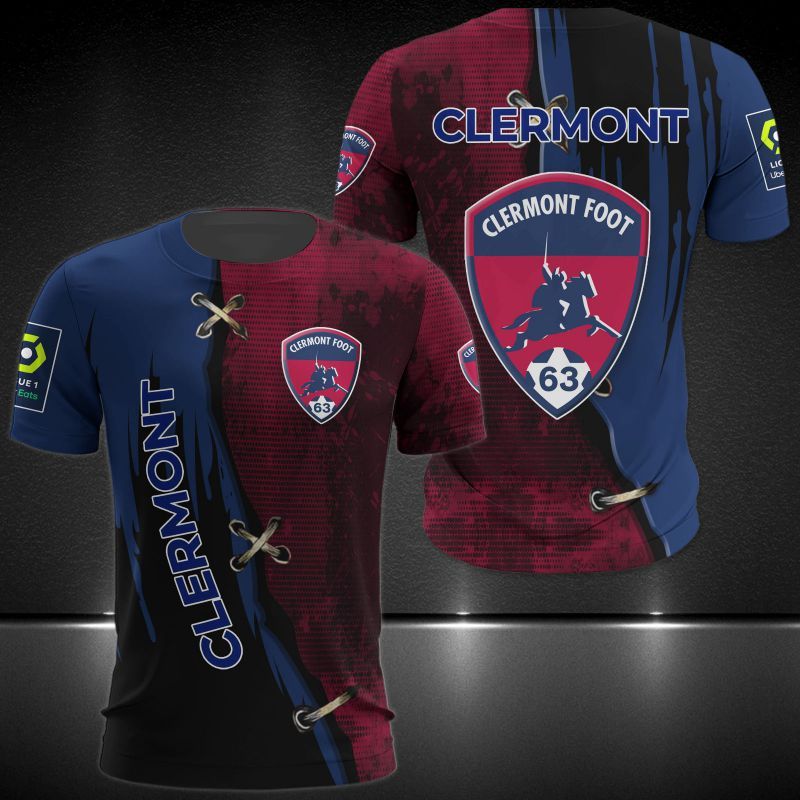 Clermont Foot Auvergne 63 blue 3d all over printed hoodie